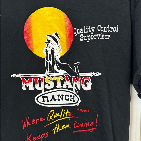 Vintage Mustang Ranch Quality Control Supervisor Men’s L T-Shirt RARE MINTY - Picture 3 of 5